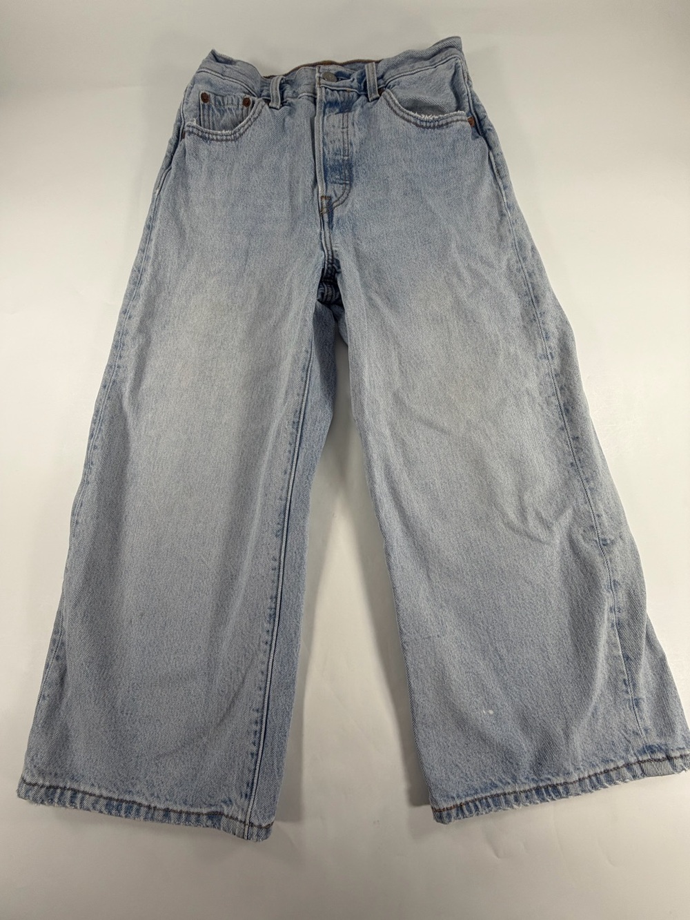 Levi’s Premium Baggy Wide Leg Jeans W26 Light Wash High Rise Y2K Denim